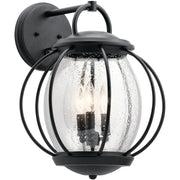 Kichler Vandalia Collection 3-Light Outdoor Wall Lantern, Textured Black, Aluminum Frame, Clear Seeded Glass, 18 in H, 14 in W, 49729BKT