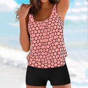 NIEWTR Women's Tankini Bathing Suits Ruffle High Waisted Swimsuit Tummy Control Swimwear, M, Pink