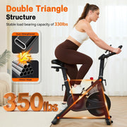 HXD-ERGO Stationary Exercise Bike with Dual Air and Magnetic Resistance, Silent Belt Drive, LCD Monitor, App Compatible, Adjustable Seat and Handlebars, 350lb Capacity