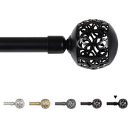 H.VERSAILTEX Adjustable Single Black Stainless Steel Curtain Rod with Ball Cage Finials, 48-84 in
