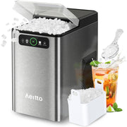 Aeitto Nugget Ice Maker Countertop Pellet Ice Machine, Soft Chewable Ice 40lbs/Day, Automatic Self-Cleaning, Stainless Steel, Gray, CB24MD