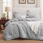 U by Bedsure Queen Comforter Set, Boho Tufted Embroidered Design, Reversible Microfiber, Lightweight Polyester Fill, 07 Harbor Mist-1, 3 Pieces