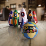 IPlay ILearn Rocket Bowling Set, Educational Foam Toy with 6 Numbered Pins and 2 Planet Balls, Safe Indoor Play, BWL-13