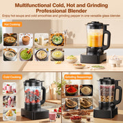 PRASKY Professional Countertop Blender, 1000W Motor, 53oz Glass Jar, Stainless Steel Insulated Cup, 7 Speeds, Variable Speed Control