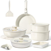GIPPhau 17 Piece Large Ceramic Nonstick Cookware Set with Detachable Handles, Oven Safe, Induction Compatible, Dishwasher Safe