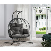 Bifanuo OT017-Black-gray Hammock Chair with Removable Cushions, Black and Grey