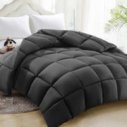 Justlet Queen Down Alternative Comforter, All Season, Hypoallergenic, Gray, Box-Stitch Quilted, Corner Tabs, Machine Washable