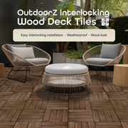 Achim OutdoorZ Interlocking 12-Inch Deck Tiles, Royal Mahogany, 27 Tiles Covering 27 Sq Ft