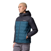 Columbia Grand Trek III Men's Down Hooded Jacket, 650-Fill Power, Omni-Tech Waterproof-Breathable, Everblue/Shark, Medium, 208611