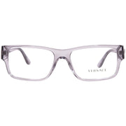Versace VE3342 Unisex Eyeglasses, Grey Transparent Acetate Full Rim Rectangle, Lens 57mm, Bridge 17mm, Temple 150mm