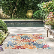 Tayse Oasis Indoor Outdoor Area Rug, Multi-Color Tropical Floral Design, Polypropylene, 5 ft 3 in x 7 ft 3 in, OAS1001 5x7