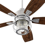 Quorum Galveston 52 in. Galvanized Indoor Outdoor Ceiling Fan with 5 Blades, LED Light, Wall Control, Wet Rated