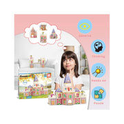 PicassoTiles 60 PC Princess Castle Theme Magnetic Building Blocks with Double Sided Printed Tiles and 2 Character Figures STEM Educational Toy Kit for Kids Ages 3 to 8 PTQ04
