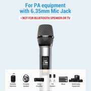 XZL Wireless UHF Dual Handheld Metal Microphone System, Rechargeable, 120 ft Range, Cardioid Pattern, Gray