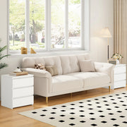 Homfa 1046155 2 Pcs White Nightstand with 3 Drawers, Sofa Table for Living Room, Modern Wooden Storage Cabinet for Bedroom
