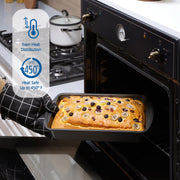 Mainstays 6 Piece Non-Stick Carbon Steel Bakeware Set, Blue, Includes Square Pan, Roaster Pan, Cookie Sheet, 6-Cup Muffin Pan, Loaf Pans