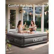 OhGeni Full Air Mattress with Built-in Electric Pump, 18-Inch Raised PVC Airbed, Portable, Durable, Black, Supports 600 lb, AMH5V297