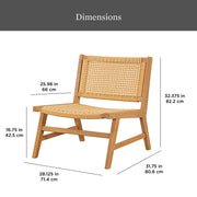 Better Homes & Gardens Vista Woven Accent Chair, Handwoven Rubberwood Frame, Light Honey Finish, Armless Side Chair