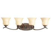 Kichler Lighting Wedgeport 4-Light Vanity Light with Umber Etched Glass Shades, Olde Bronze Finish, Wall Mount, 31.75 in, 5287OZ