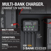 NOCO GEN5X3 15A (5A/Bank) Smart Marine Battery Charger - 3-Bank