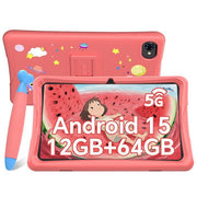 TABWEE K10 Kids Tablet, 10.1 Inch HD IPS Display, Android 15, 12GB RAM, 64GB Storage, 5G WiFi, Parental Control, Rose
