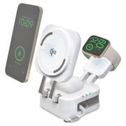 Bluestone 3-in-1 Retractable Magcharge Charging Station, Wireless, Qi2 Certified, Includes 20W PD Adapter and Type-C Cable, White