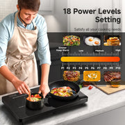 Sunmaki Double Induction Cooktop, 2 Burner, 1800W, Black, Touch Control, Portable UL-JDL-CS18D6-BK