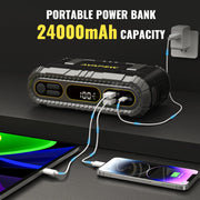 AVAPOW T09C Jump Starter with Air Compressor, 4000A Battery Jump Starter (for All Gas or Up to 10L Diesel), 150PSI Digital Tire Inflator with Emergency Light