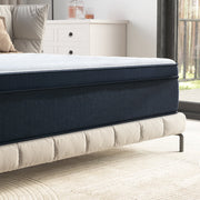LQB 12 inch Medium Hybrid Innerspring Mattress in a Box, Queen, Black - Euro Top