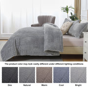 Jessy Home 3 Piece Fleece Comforter Set, Double-Sided Soft Fleece and Sherpa, Gray, Queen Size with 2 Pillowcases