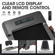 Marnur AQC998 2 in 1 Folding Treadmill 2.5HP Under Desk Treadmill for Fitness with LED Display, Black
