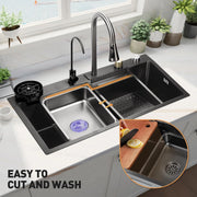 Easoger RG-KSK01 Single Bowl Drop in Kitchen Sink with Pull-Out Faucet and Accessories (31.5 x 18.1 x 8.7 inch)