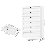 Homfa HOS-PB-188 6 Drawer Vertical Dresser for Bedroom, White
