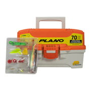 Plano Lets Fish 2 Tray Fishing Tackle Box with 70-Piece Kit, Molded Plastic, Brass Latch, Freshwater