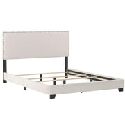 Hillsdale Willow Nail Head Upholstered Bed, White Faux Leather - Queen