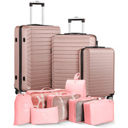 Gowill 3-Piece Luggage Sets 20/24/28 inch Travel Suitcase Set with 7PCS Organizer Bags, Rose - Sturdy & Durable