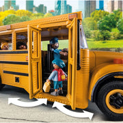 Playmobil City Life School Bus, 46-Piece Playset with Flashing Lights, Stop Sign, Removable Roof, 4 Figures, Accessories, Yellow