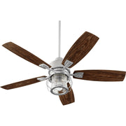 Quorum Galveston 52 in. Galvanized Indoor Outdoor Ceiling Fan with 5 Blades, LED Light, Wall Control, Wet Rated