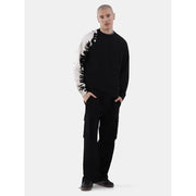 No Boundaries All Gender Fleece Crewneck Sweatshirt, Oversized Fit, Long Drop Sleeves, Large, Black Soot Tie Dye