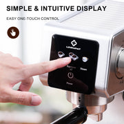 LINKChef CME1020 20 Bar Espresso Maker with Milk Frother Steam Wand, Silver