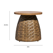 Beautiful BE5636225828008 Wicker Outdoor Side Table with Faux Wood Top by Drew Barrymore, Brown