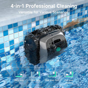 WYBOT C1 Robotic Automatic Pool Cleaner, 4-in-1 Cordless Vacuum for Inground Pools up to 1,614 Sq.ft, 150-Min Runtime, Wall & Waterline Cleaning, WiFi & Bluetooth Control