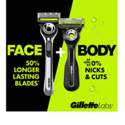 GilletteLabs Body + Intimate Men's Replacement Razor Blade Refills, Triple Defense System, Black, 3 Count