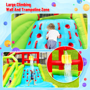WELLFUNTIME Inflatable Water Slide Bounce House with Dual Slides, Climbing Wall, Splash Pool, Water Cannons, and Blower, 191 x 157.5 x 100 in