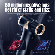 Lescolton Cordless Mini Hair Dryer, 3 Speeds, Metal Body, Battery Powered, Black, Includes Concentrator and Short Nozzle, LS-089