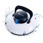 Winny Pool Cleaner HJ1102-WM Automatic Pool Vacuum with Dual Powerful Suction Ports for Above/In Ground Flat Pool Up to 538 Sq.Ft (White and Blue)