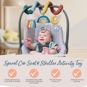 Itzy Ritzy Bitzy Spiral Car Seat and Stroller Activity Toy with Clinking Rings, Mirror, Textured Ribbons, Rainbow