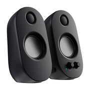 Onn Stereo Computer Speakers, 6W RMS Power, 3.5 mm AUX Input, Volume and Bass Controls, Gray