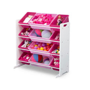 Delta Children TB83450GN-130 Kids Toy Storage Organizer with 12 Plastic Bins, White/Pink