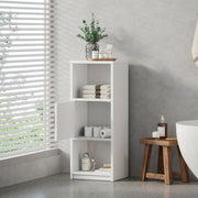 Mainstays Ardent 3 Tier Storage Tower, White, Compact Bathroom Organizer, 34.5 in Height, 13.75 in Width, 11.5 in Depth